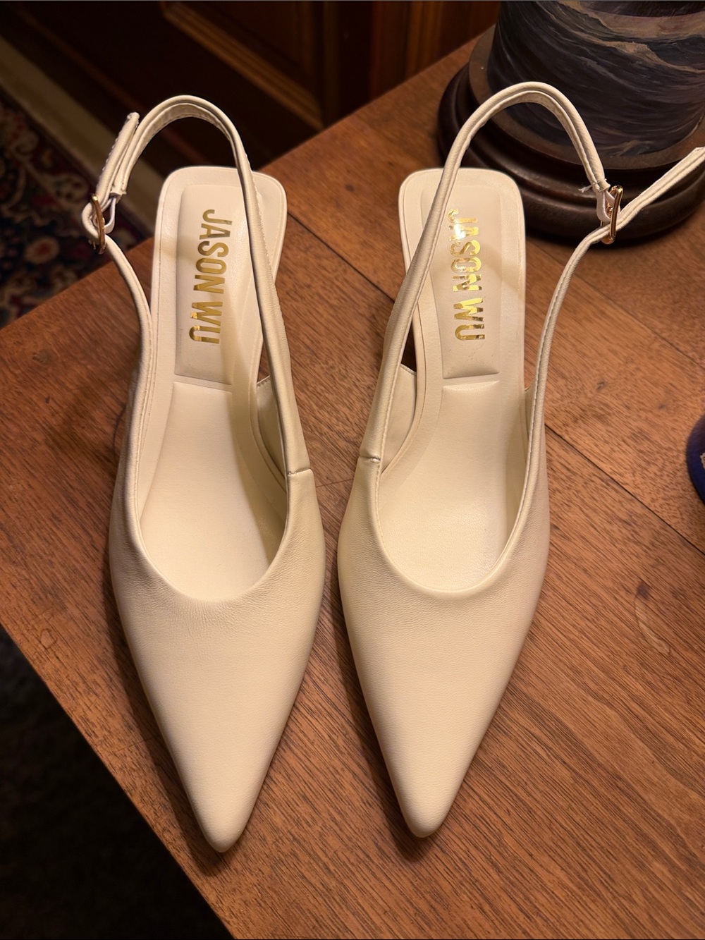 Jason Wu Ivory Pointed-Toe Slingback Pumps